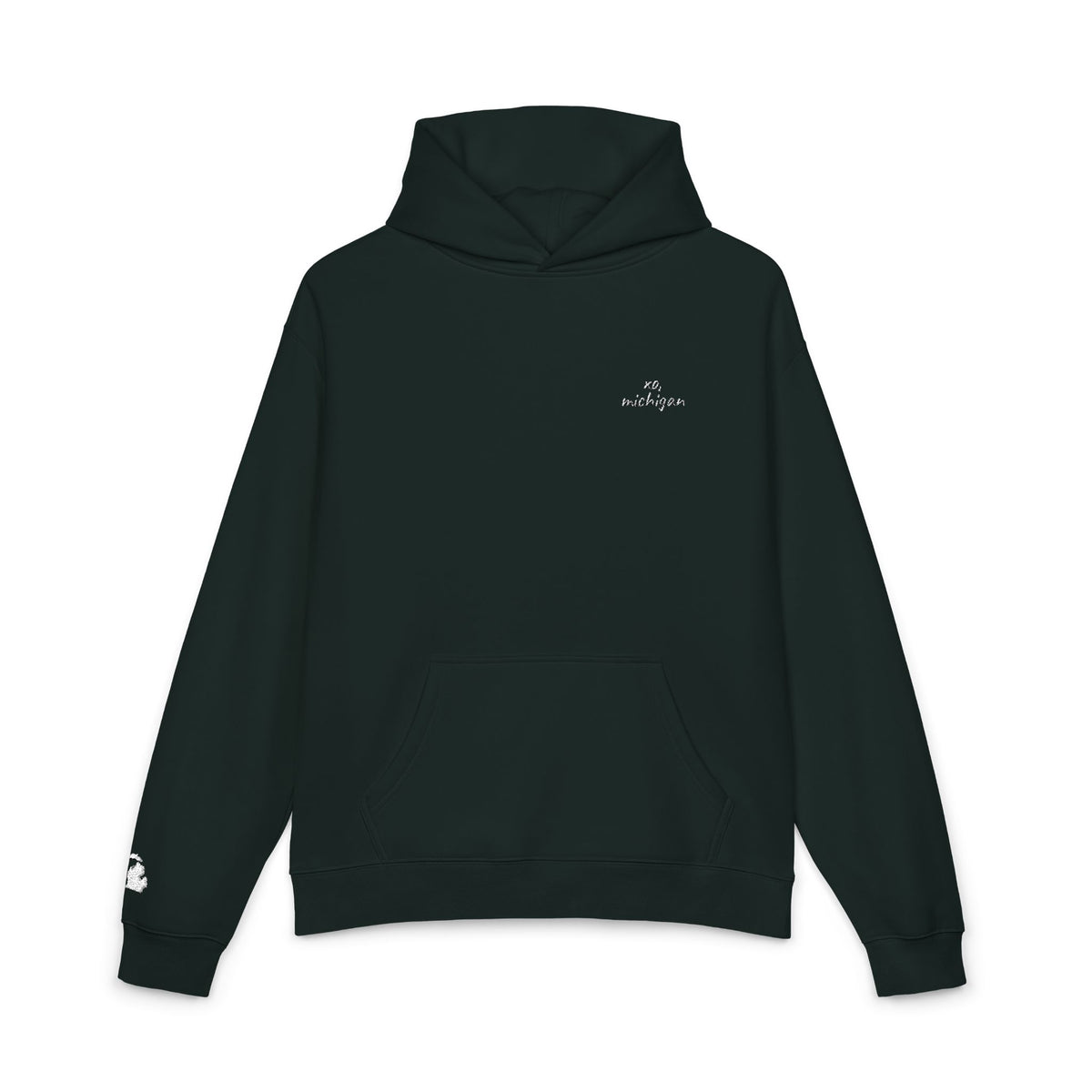 michigan hoodie / east lansing green + white