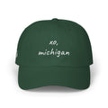 xo, michigan cap / green + white