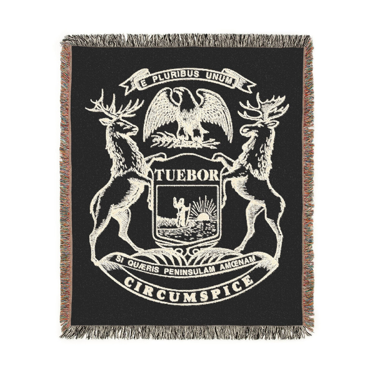 Michigan Coat of Arms woven blanket