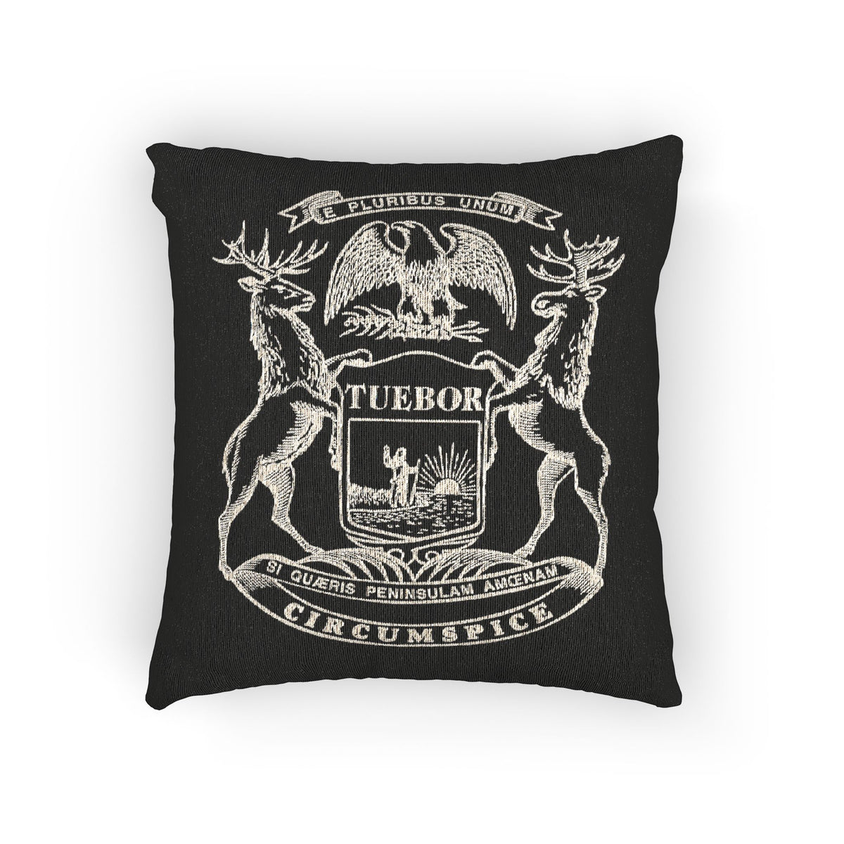 Michigan Coat of Arms woven pillow